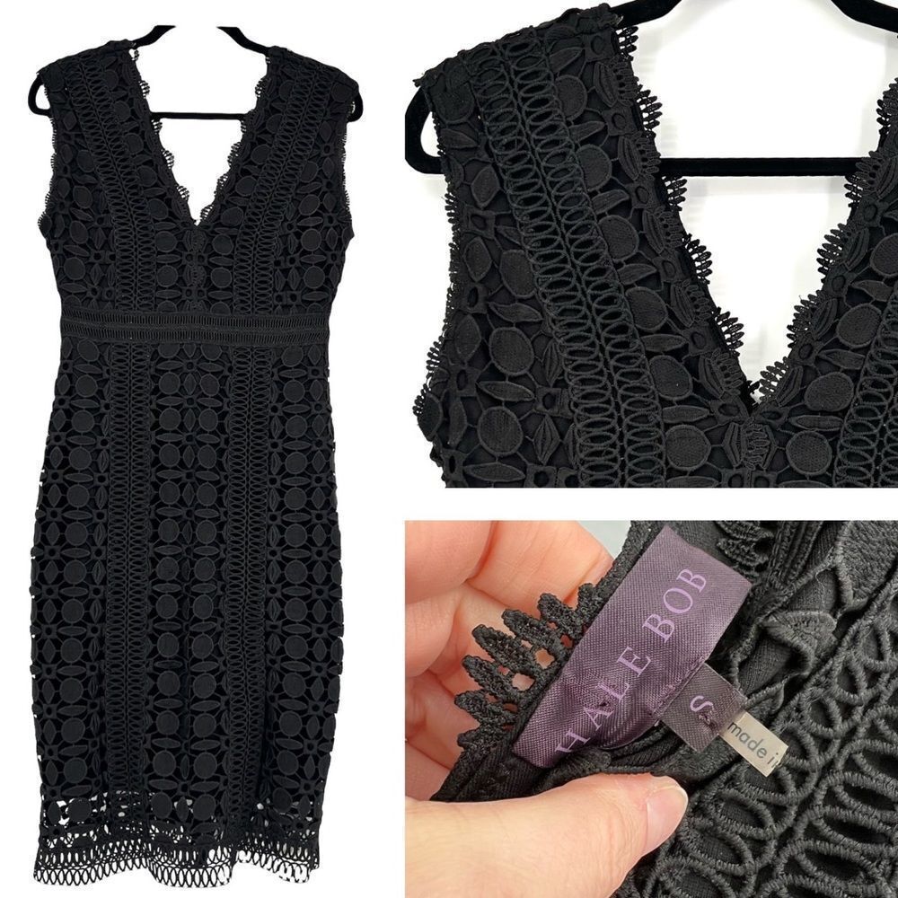 Hale Bob crochet top floral Embroidered dress small cocktail party bandage